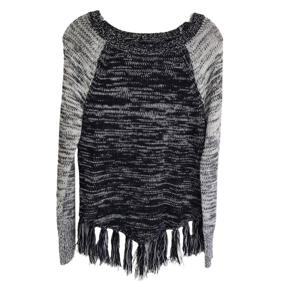 Hollister Women's Scoop neck Sweater with Fringe Hem, Size Small